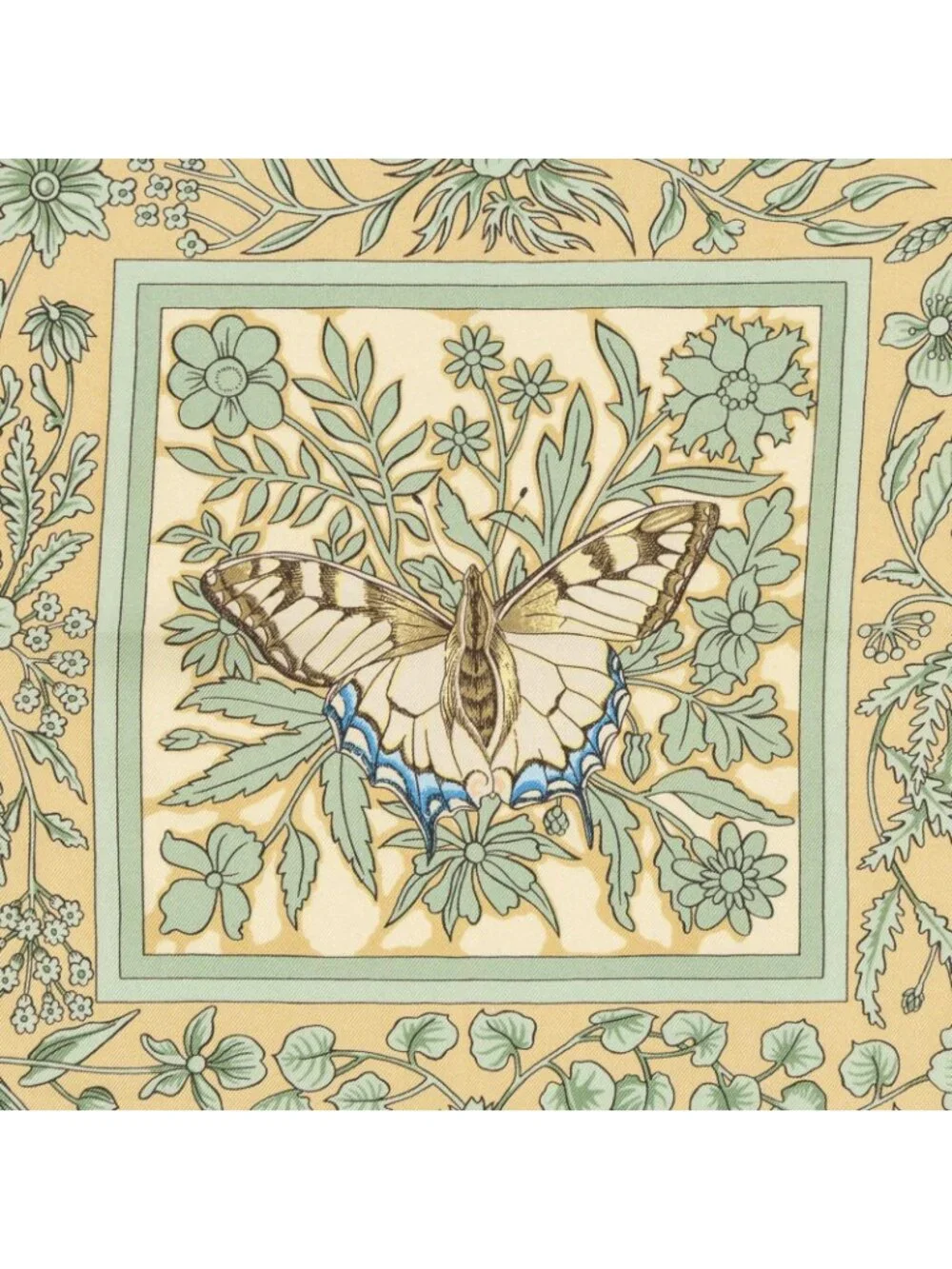 Hermes Scarf Gold Green Twill Silk